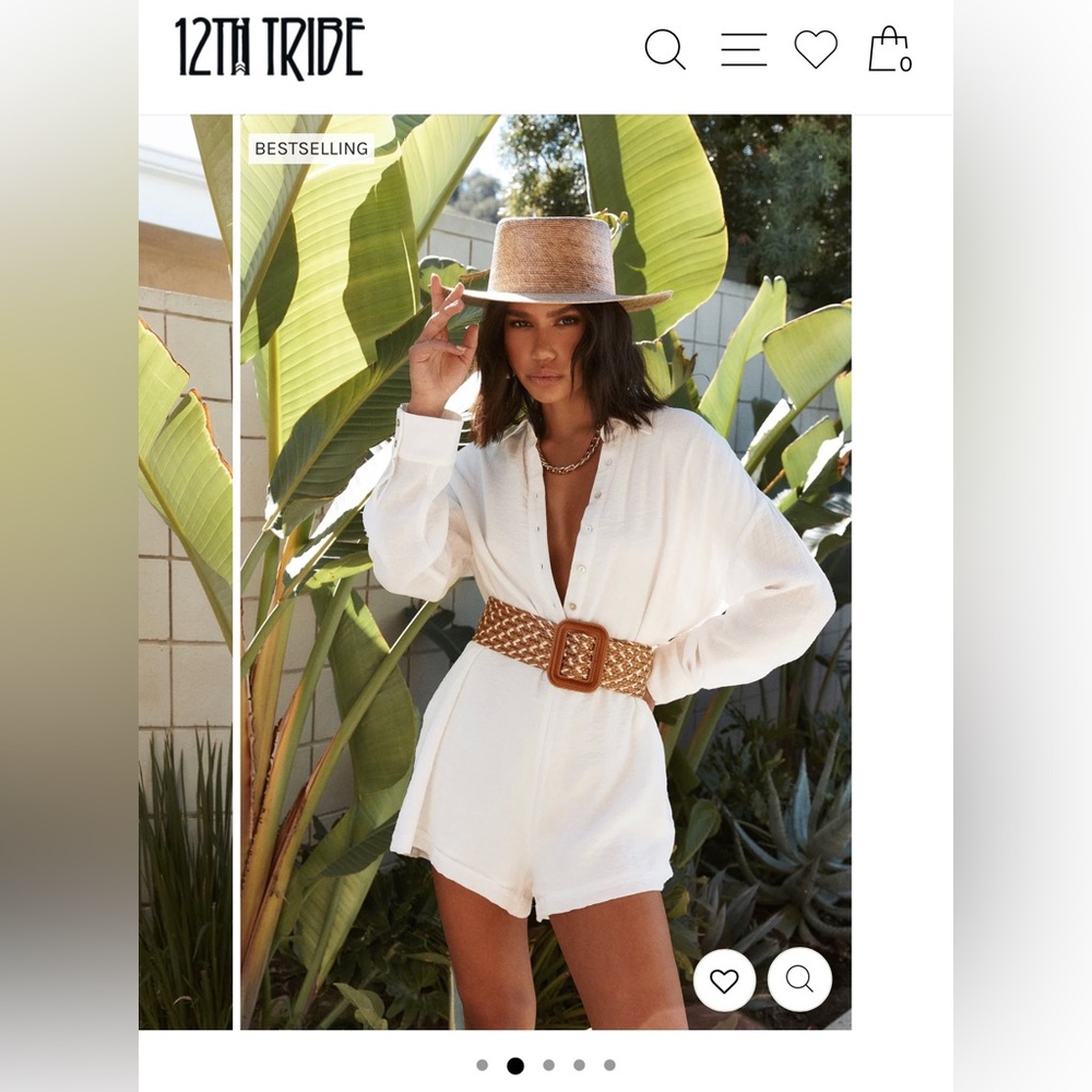12th tribe BARCELONA WHITE BUTTON UP ROMPER